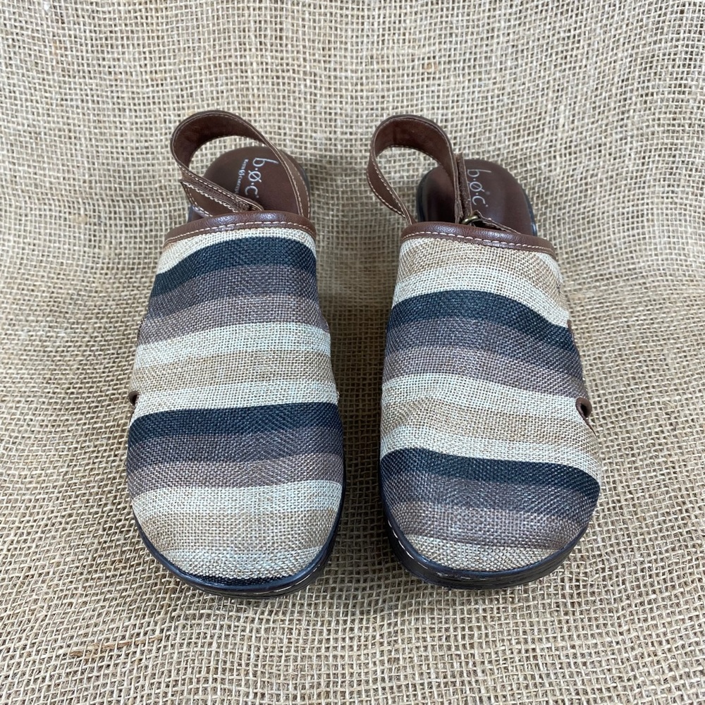 Born clog brown striped ankle strap boc heeled women sz 11M - Picture 4 of 10